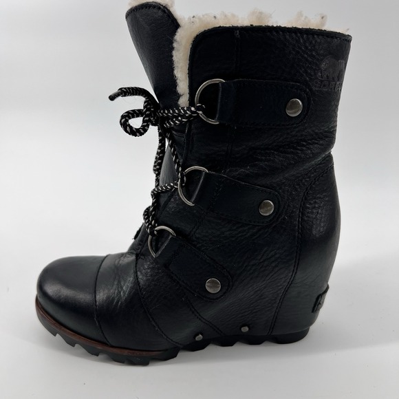 Womens Sorel NL2703 Joan of Arctic Wedge Mid Shearling Lace Up Boots Size 5 Moto - Picture 8 of 11